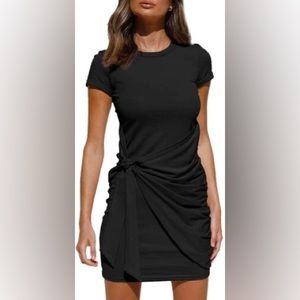 Black Wrap Tie Tshirt Dress